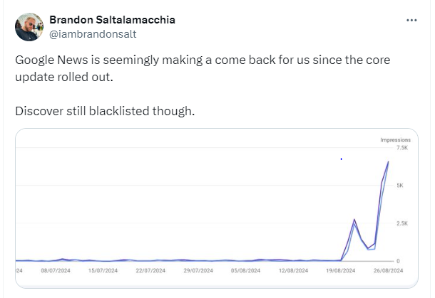 Brandon Saltalamacchia's X Post on a probable comeback for Google News.
